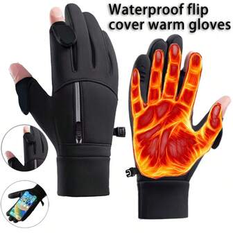 一双冬季保暖男女通用手套，防水防风防寒防滑，适合骑行、骑摩托车、驾驶、跑步、户外运动，带保暖内衬，柔软舒适，也适合约会、聚会、外卖骑手、司机、情侣礼物。