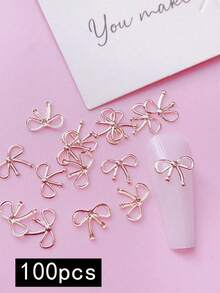 100pcs Metal Bowknot Nail Art Decorations, DIY, Y2K Punk Style Nail Jewelry, Nail Products, Nail Charms, Suitable For Nail Salons Nails Nail Supplies - Multicolor - View 7