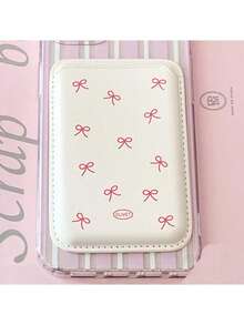 1 Set Korean Ins Girly Minimalist Bow Leather Magnetic Wireless Charging Magsafe Magnetic Card Holder Case Wallet Compatible With Iphone 16 Pro Max/15 Pro, 14/13/12/11