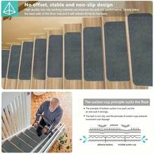 [8/15pcs] Non-Slip Warm Stair Treads - Solid Color Minimalist Wooden Steps - Non-Slip Stair Mats, Self-Adhesive Stair Treads, Non-Slip Stair Treads Suitable For Wooden Steps, 15pcs 22*70cm Indoor Stair Carpet Treads With Reusable Peelable Adhesive, Suitable For Elderly And Pets - Multicolor - View 4