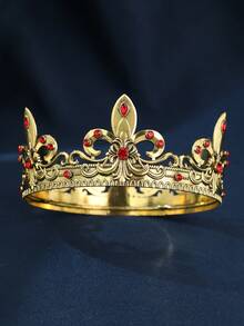 1件装金/银国王皇冠男士王子头饰皇家中世纪头箍，适用于角色扮演、生日、舞会服装配饰 - 皇冠 - 查看 8