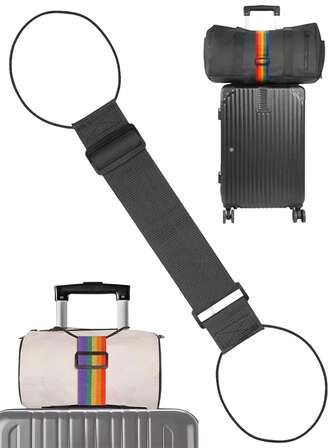 Multi Use Strong Adjustable Luggage Connector Straps, Luggage Connector Straps For Suitcases, Secure Stacking & Hands-Free Travel, Lightens Load, Easy To Identify Travel, Stretchable Add Wear-Resistant Travel Belt Waterproof With Elastic Rope To Connect Two Suitcases