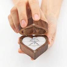 LETURE Wood Ring Display Box With Transparent Cover Single Slot 2 Slot, Heart Shaped Person.Alized Wooden Jewelry Box For Proposal Engagement Wedding Ceremony Anniversary (White - 2 Slots),White-2Slots - Trắng-2 khe - Xem 8