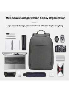 Lenovo B210 雙肩電腦包 多功能加墊電腦倉 防震內襯防護設備 透氣背負輕量化包身 商務學習短程移動裝備 黑色