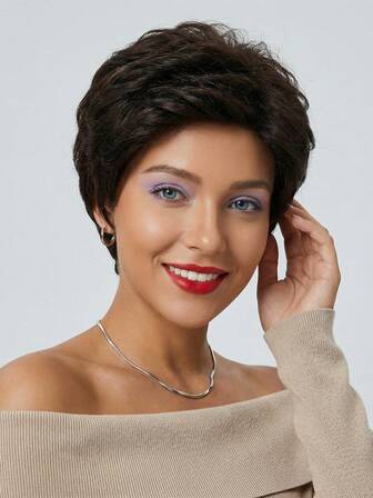 วิกผมสั้นตรงสำหรับผู้หญิง 8 นิ้ว วิกผมสังเคราะห์แฟชั่น ความหนาแน่นสูง 150% วิกผมไฟเบอร์ทนความร้อน หมวกตาข่ายกุหลาบระบายอากาศได้ดี 100% เหมาะสำหรับงานปาร์ตี้ประจำวันและการสวมใส่ในวันขอบคุณพระเจ้า