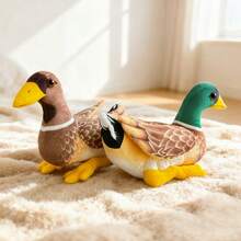 1个逼真毛绒鸭子玩偶，柔软蓬松可爱野生鸭子玩偶抱枕，儿童生日礼物 - 彩色 - 查看 12