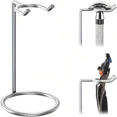 4.3 Inch (11 Cm) Stainless Steel Razor Stand, Luxury Men's Travel Razor Holder - Suitable For Small Razors
