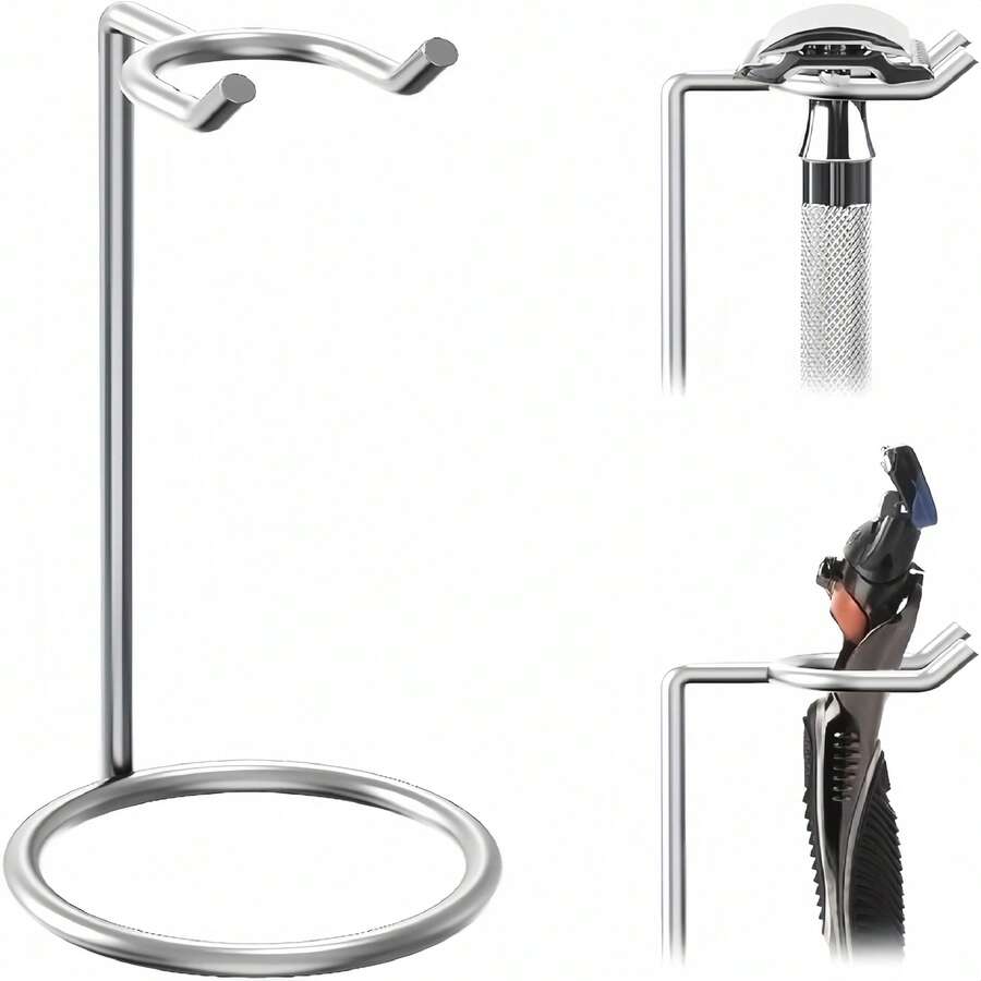 4.3 Inch (11 Cm) Stainless Steel Razor Stand, Luxury Men's Travel Razor Holder - Suitable For Small Razors