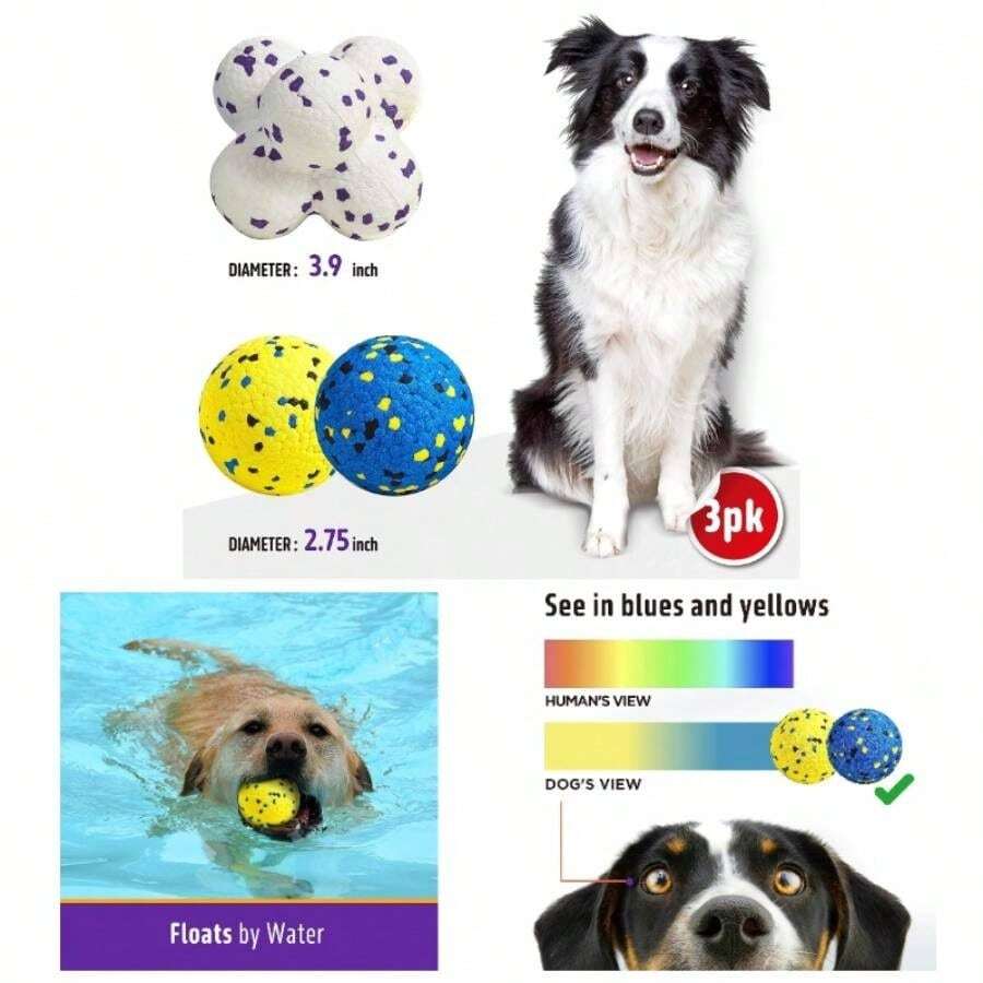 Dog Balls Tennis Ball Toys Dog Toys Aggressive Chewers Durable Teething Chew Toys Fetch Ball Large Medium Small Dog And Puppies 4 Balls - 1 Ball - View 1