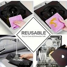 4 PCS Glass Fiber Gas Stove Burner Covers - Non-Stick Oil-Proof Reusable High-Temp Resistant Easy To Clean Cross-Border Kitchen Essential Student Dorm/Home Kitchen/Homestay Cooking/Rental Cleaning New Year/Mother's Day/Thanksgiving/Graduation Gift - Multicolor - View 4