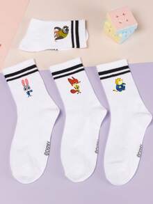 5 Pairs Decorative Socks, Featuring Judy Hopps And Nick Wilde Cartoon Designs, Girls' Mid-Calf Socks, Korean Cartoon Style, Suitable For Spring, Summer, Autumn,Winter - Multicolor - View 10