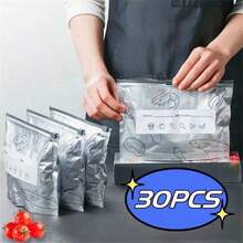 1/10/20/30pcs Aluminum Foil Refrigerator Storage Bags Reusable Perfect For Kitchen Organization In The Refrigerator Or Freezer 3 Size Zipper Fresh-Keeping Bags For Fruits Vegetables Meat Grains Nuts Snacks Food Preservation Sealing Bags Kitchen Accessories