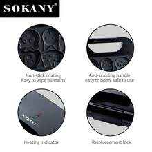 SOKANY08005 Cartoon Pattern Cake Maker, Children's Bread Maker, Baking Desserts, Waffle & Sandwich Maker - UK Plug(220-240V) - View 7