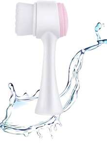 Cepillo facial de 2 en 1 de doble cara, cepillo de limpieza facial de silicona 3D vertical, cepillo facial manual de doble acción adecuado para piel sensible, delicada y seca