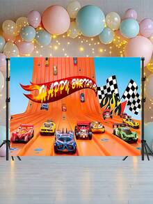 Hot Wheels Wheel Racing Car Backdrop, Party Decoration, Banner, Photography Backdrop, Suitable For Outdoor Dining Party, Birthday Party, Valentine's Day, Ramadan, New Year And Birthday Party Decorations - Multicolor - View 7