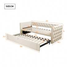 Sofa Bed - Extendable Bed 90*200cm With Board Material, Multifunctional Guest Mattress, Skin-Friendly Velvet Fabric, Grey, Beige (Mattress Not Included) - Beige - View 10