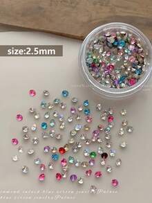 1 Box Colorful Pointed Bottom Rhinestones, Sparkling Multi-Faceted Round Rhinestones For DIY Nail Art Decoration, Nail Jewelry And Accessories Nails Nail Supplies Nail Gems - Multicolor - View 10