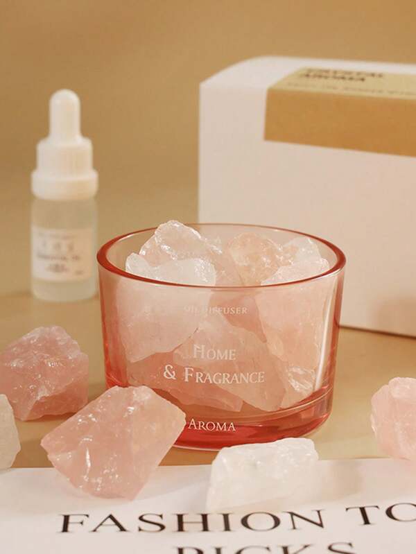 قطعة واحدة من حجر العطر البلوري عالي الجودة والبسيط مع كوب زجاجي، موزع حجر العطر - بدون زيوت أساسية، بدون عطر، هدية ديكور منزلي أنيق، مناسب للأمهات والنساء، العلاج بالعطور، عطر داخلي، موزع، هدية، ديكور المنزل