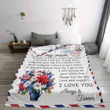 Give Me The Most Beautiful Gift For My Mom - A Blanket, With A Retro And Warm Style,Super Soft Flannel Printed  Blanket,As Birthday Gifts, Family, Wedding, Souvenir Blankets, Polyester Blankets Suitable For All Seasons, Washable, Machine Washable, Lightweight, Breathable, Comfortable, Warm, Unique, 280gsm For Him, Her Personalized Ideal Gifts For Her, Perfect Nap, Camping, Travel, Home, Daily Life, Office Decoration, Birthday, Anniversary, Valentine's Day, Thanksgiving, Christmas, Halloween, Mother's Day, Wedding, New Year Gifts ,Sofa,Bed,Car,Bedroom,Living Room,Office,  Outdoor Camping, Beach,Wall Decoration - 多色3 - 查看 4