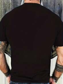 Men's Seagull Print V-Neck Short Sleeve Casual T-Shirt, Summer - Black - View 3