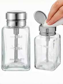 180毫升玻璃泵瓶，酒精分配瓶，适用于美甲沙龙，防漏，防挥发，指甲油卸妆液瓶，密封性好，可分装液体溶剂，防静电指甲清洁凝胶水，翻盖设计，防腐蚀，防静电 - 無色 - 查看 7