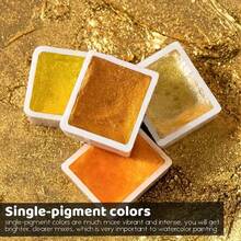 24色珠光水彩颜料套装 - 色彩鲜艳的实心包装，适用于中国画、唐卡书法和色彩丰富的艺术创作，适合专业艺术用途。