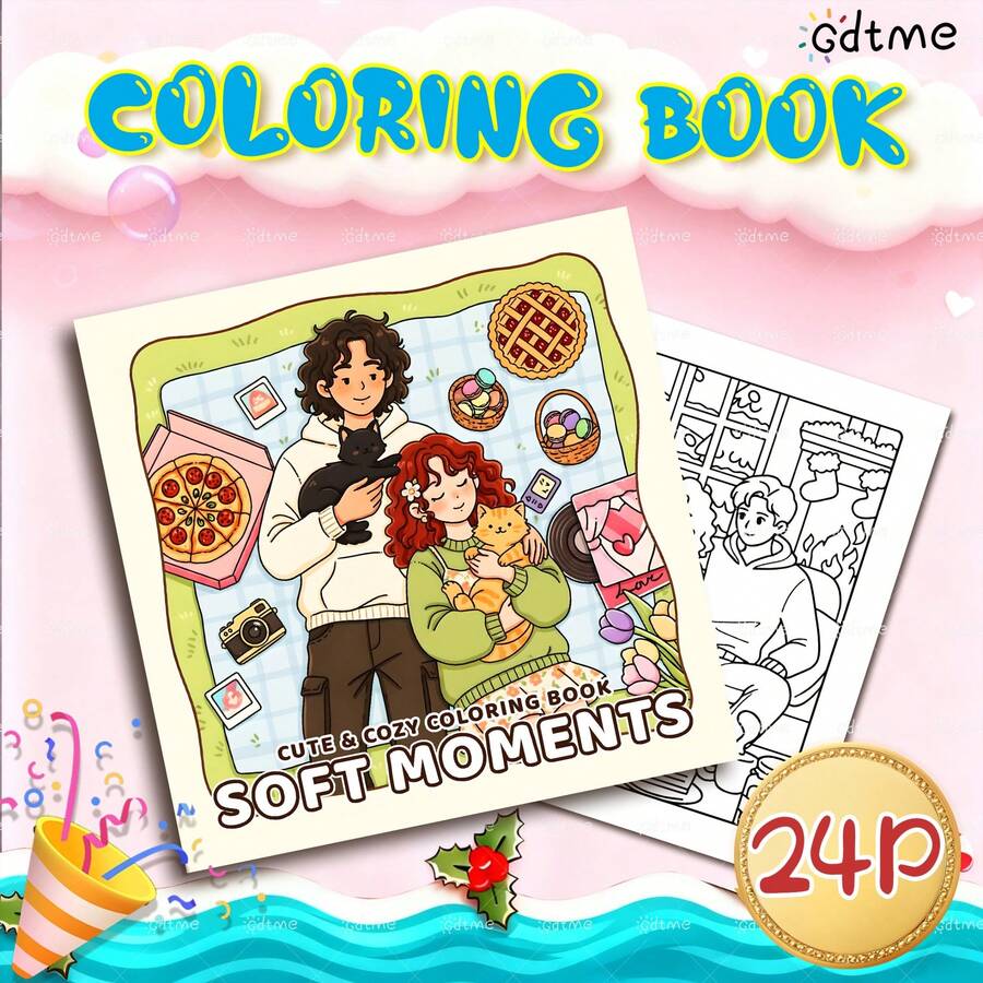 GDTME Brand New Coloring Book: Suitable For Thanksgiving, New Year, Birthday, Back To School And Other Occasions. Can Be Given As A Gift To Family, Friends, Loved Ones And Teenagers. The Inner Pages Are Made Of Thick Pearlescent Paper, With A Size Of 7.9 X 7.9 Inches. - Multicolor - View 1