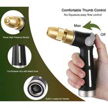 Boquilla de manguera de jardn con chorro de alta presin, pulverizador de manguera de agua de metal resistente, control de flujo de pulgar, vlvula de encendido, patrones de pulverizacin - inicial - Ver 4