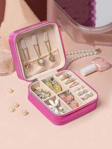1PC Mini Jewelry Storage Box Portable Home Travel Earrings Necklace Storage Case For Women Ring Organizer PU Leather Display Case,Jewelry Case Box Portable Small Travel Jewelry Organizer Necklace Earring Ring Storage Display Gift Box Travel Essentials - Multicolor - View 9