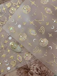 1片星月美甲贴纸 水晶钻石美甲贴纸 斋月美甲配件 美甲装饰 美甲贴纸 女士美甲装饰贴纸，高品质美甲贴纸，美甲用品，美容配件，适用于浮雕花朵美甲贴纸 可爱美甲贴纸，适合冬季节日、情人节，自粘花朵贴纸。情人节礼物 母亲节礼物 美甲沙龙 女孩 女性美甲 - 彩色 - 查看 7