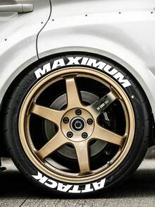 1PC "MAXIMUM ATTACK" Tire Letter Sticker For One Wheel– Single Wheel Sticker For Car & Motorcycle, White/Red/Yellow Options, Bold Racing Vinyl Lettering For 14–22 Inch Tires, Waterproof PVC Rim Graphics For Drift / JDM / Street Style Mods - one-size - View 2