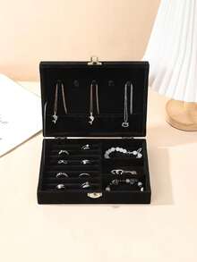 New Large Capacity Lockable Jewelry Box, Double Layer High Capacity Jewelry Storage Box, Luxury PU Leather Jewelry Organizer Box, Desktop Drawer Storage Box For Necklaces, Earrings, Rings, Watches, Accessories, Home Decor, Vanity Tray, Holiday Gift, Gift For Her, Christmas Gift