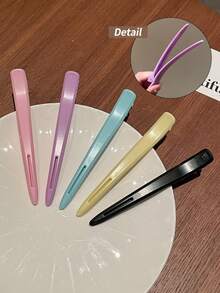 5 piezas Pinzas de pato coloridas para el cabello de mujer, pinzas de posicionamiento sin costuras para peluquería, pinzas de mandíbula larga para permanente y tinte, herramientas y accesorios de peinado, pinzas de garra, pasadores de cabello, barrettes - Multicolor - Ver 9