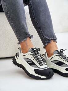 Big Star Women's Premium Platform Sneakers, Made Of Natural Leather And Textile Material, With Shock-Absorbing HI-POLY SYSTEM Insole From Recycling, Perfect For Everyday Styling White Black - Black - View 8