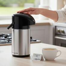 Garrafa térmica de Café Pressão Aço Inox Portátil 600ML Quente ou Frio Água Chimarrão Leite Verona - inox - Visão 5