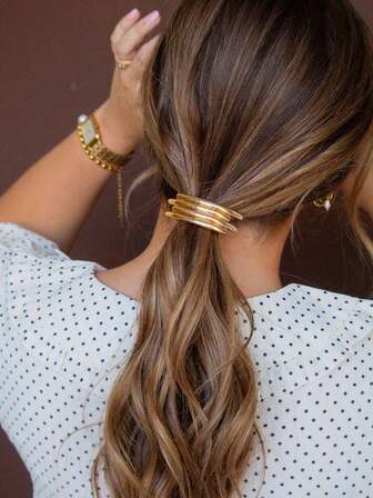 1PC Minimalist Metallic Scrunchie Set - Alloy Hair Tie For Bun & Ponytail, Cool-Tone Simple Hair Accessories For Women, Daily And Party Elegant Hair Bands ,Hair Elastics ,Hair Rubber Bands ,Hair Rope ,Elastic Hair Tie