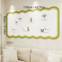 1个超大波浪形边框毛毡留言板，附赠约35个彩色图钉，多用途墙面装饰，适用于家庭、学校、办公室、照片展示、留言板、学习用品，适合圣诞节、万圣节、情人节、新年、生日庆祝活动。