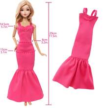 14件套时尚粉色娃娃服装套装，适合11.5英寸女孩娃娃，包括派对礼服、休闲上衣和裤子套装、外套、亮片连衣裙、日常连衣裙、鞋子、包包和衣架，生日礼物、圣诞节礼物、娃娃换装游戏玩具（不含娃娃） - 粉色 - 查看 4