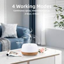 Essential Oil Diffuser, 300Ml Ultrasonic Oil Humidifier With 7 Color Lights 2 Mist Modes With Remote Control For Home, Office - USB - View 4