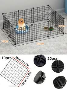 DIY Iron Wire Mesh Panels, Freely Combinable Pet Fence, Cat Cage, Dog Cage, Hamster Cage, Rabbit Cage Accessories, Suitable For Small Pets Like Cats And Dogs, Also Can Be Used To Assemble Shoe Cabinets And Shelves