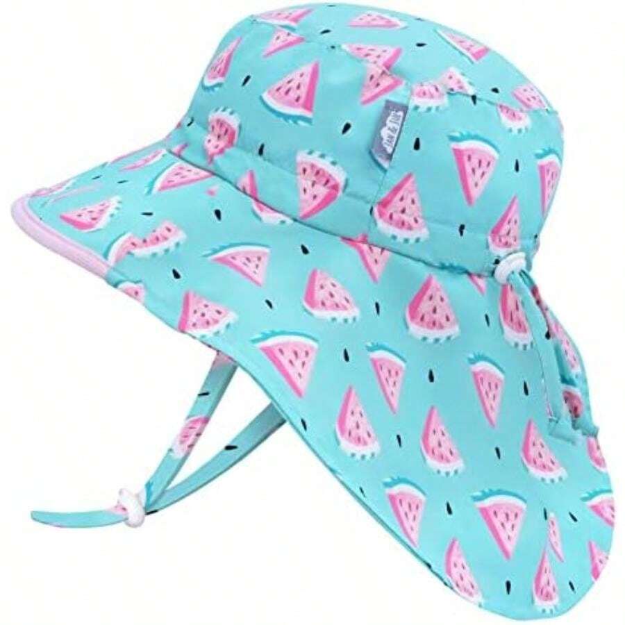 Jan & Jul Gorro de Xplorer para niños Grow-with-Me Aqua-Dry, Sombrero para Sol Repelente Agua de ala Ancha 50+(0-6 Meses Sandía) - Multicolor - Ver 1