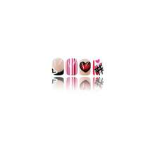 24pcs, Square Nail Sweet And Cool Style Black Heart French Chic Romantic Striped Letter Wearable Nail Art - 1 - 查看 3