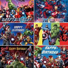 Phông nền sinh nhật chủ đề Người Nhện và những người bạn tuyệt vời của anh ấy, phông nền chúc mừng sinh nhật  dành cho trẻ em, đồ trang trí tiệc sinh nhật. - Nhiều màu - Xem 4