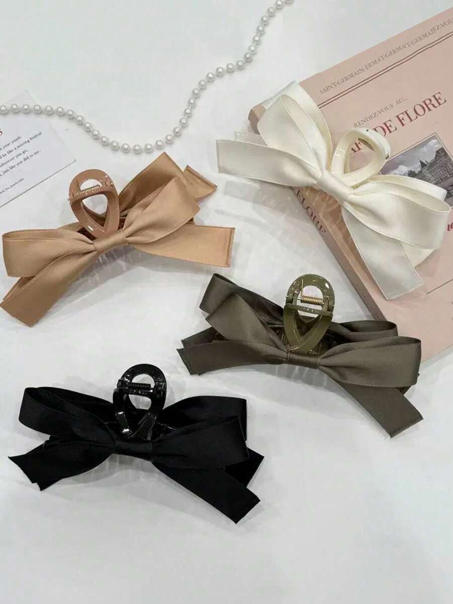 4 件装女士发夹，优雅时尚，黑色蝴蝶结白色蝴蝶结发饰，适合日常佩戴、洗脸、工作、化妆、旅行等场合，是送给女性的圣诞礼物，也是女士发夹和发卡的好选择。 - 彩色 - 查看 1