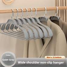 6pcs Set Of Durable Plastic Hangers, Wide Shoulder Design, No Trace, Anti-Aging, Standard Hangers Suitable For Coats And Suits - Multicolor - View 2