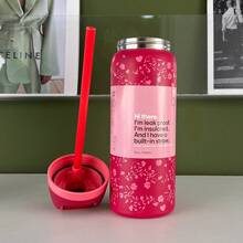 Owal'a 32Oz Insulated Stainless Steel Water Bottle With Straw For Sports, Travel And School Sports Bottle - LOVE LETTER-32oz - 查看 1