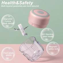 Electric Mini Garlic Chopper,Portable Cordless Food Processor, Vegetable Chopper Blender Onion Mincer,Meat Grinder With USB Charging For Chili,Pepper,Baby Food,Spice, Nuts,Herb(Pink ) - 粉色 - 查看 2