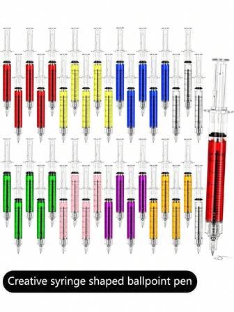 8 piezas de bolígrafos con forma de jeringa creativa, en varios colores, escritura suave, caligrafía clara, bolígrafo de aguja de plástico realista y lindo, útiles escolares divertidos, adecuados como regalos festivos