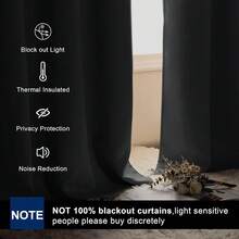 Hiasan Grey Blackout Curtains 54 Inch Long, Light BlocFKing Thermal Insulated Rod Pocket & Back Tab Gray Drapes Sewn With Tiebacks For Nursery Bedroom Dining Living Room, 52-Inch Wide, 2 Pieces,52inchWx54inchL(Packof2),Grey - 灰色 - 查看 3