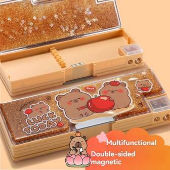 轻便双层水豚铅笔盒